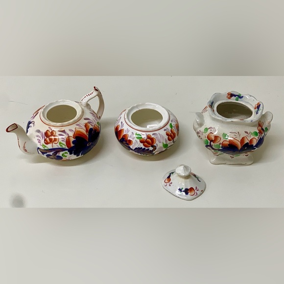 Antique Gaudy Welsh Grape Pattern Child’s Miniature Tea Set Pieces - Picture 11 of 16